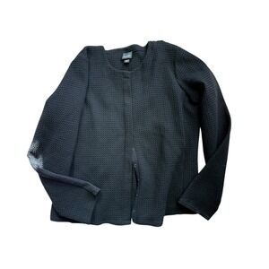Eileen Fisher Women size small‎ Black Waffle Weave Snap Button Cardigan
